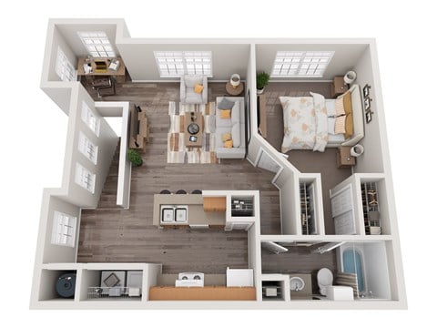 Floor plan for 2 beds, 2 baths, 1062 sqft